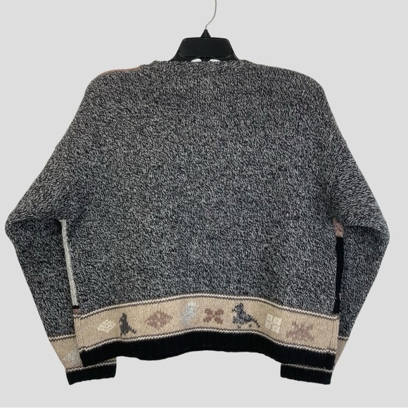 Vintage Eddie Bauer Patchwork Cable Crochet Knit Sweater Cozy Nordic Design Sz.L - Picture 9 of 12